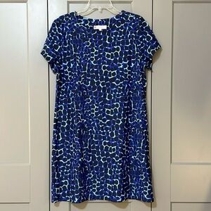 Jude Connally Ella T-Shirt Mini Dress Stretch Blue Animal Print Womens Sz Large